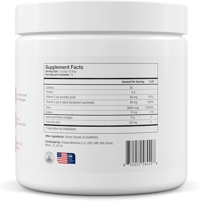 Yes You Can! Natural Glow Beauty Collagen Powder – 10g Hydrolyzed Collagen with Biotin Hyaluronic Acid Vitamins C &amp E – Skin Hair &amp Nail Support – 15 Servings (Unflavored)