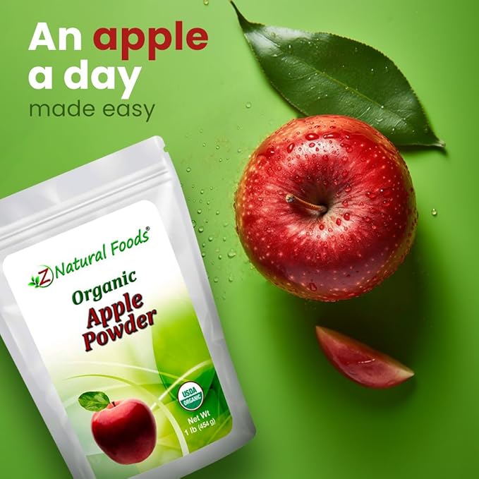 Z Natural Foods Organic Apple Powder Superfood Powder for Digestive Support and Energy Boost Ideal for Juice Smoothies and Recipes Non-GMO Vegan Gluten-Free Kosher 1 lb.