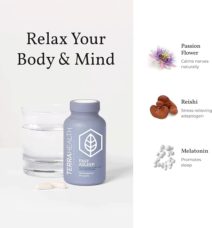 Terra Heath Essentials Fast Asleep - Sleep Support Helps with Sleeplessness &amp Restlessness - All Natural 30 Day Supply