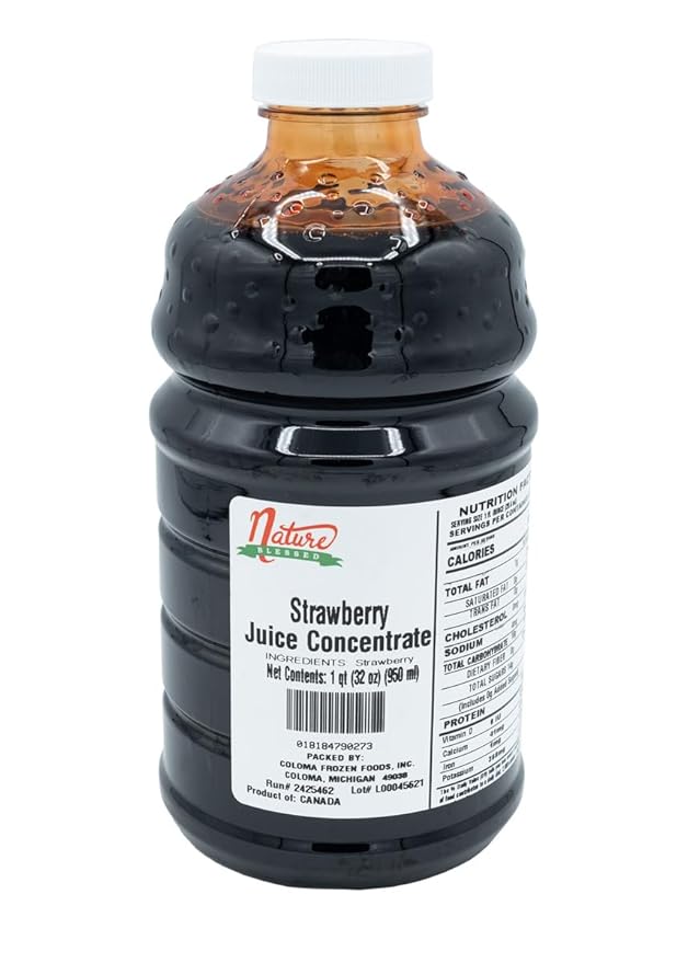 Nature Blessed 100% Pure Strawberry Concentrate - 1 Quart (1/32 fl oz bottle) Applications: Home Wine Making Beer Brewing Distilling Mead Smoothies Making Jelly