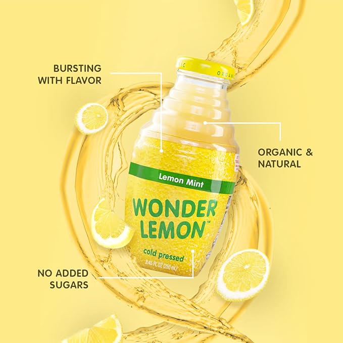 Wonder Lemon Organic Lemon Mint Cold Pressed Juice 8.45oz (6 Pack)