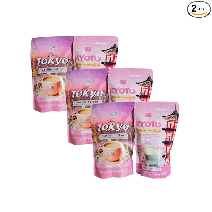 Tokyo &amp Kyoto Premium Blend Coffee Bundle by Namiroseus Vanilla &amp Classic Roast 10-Sachet Twin Pack Aromatic Instant Coffee Drink Mix (3)