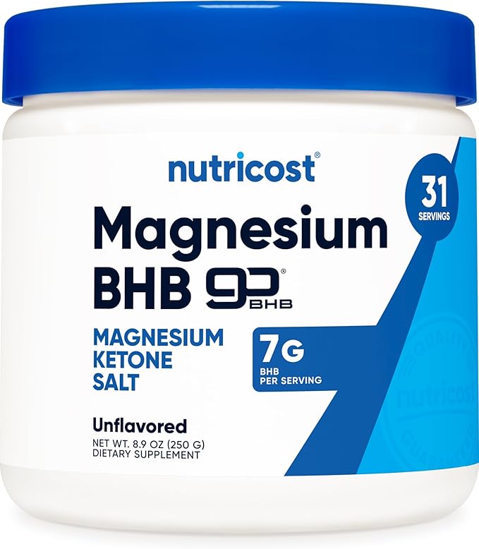 Nutricost Magnesium BHB Salts (250 Grams Unflavored) - Exogenous Ketone Supplement 6.5g Beta-Hydroxybutyrate Per Serving