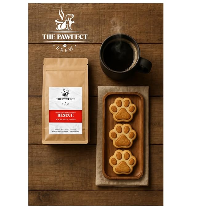 Dog Lover’s Coffee – Rescue Blend Medium Roast Whole Bean by The Pawfect Brew 12 oz Bag | Specialty Grade Freshly Roasted to Order | 25% Profits Donated to Animal Rescue