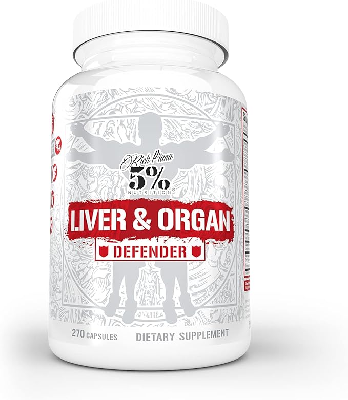 5% Nutrition Rich Piana Liver &amp Organ Defender Cycle Support Plus NAC | Liver Support Prostate Supplement Heart Kidney Skin Support | Milk Thistle Saw Palmetto Hawthorn Berry (30-90 Servings