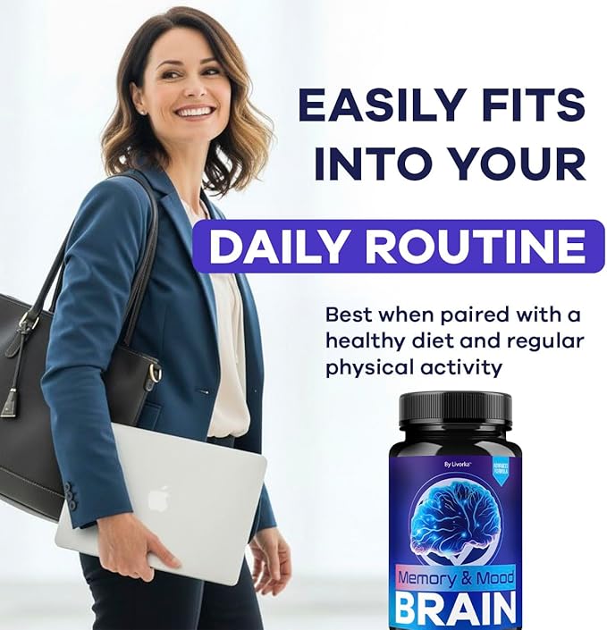 Memory Mood and Brain Capsules - Official Daily Support Brain Health Supplement Pills Advanced Formula Memory &amp Mood Brain &amp Memory Focus Reviews 60 Capsules for 1 Month