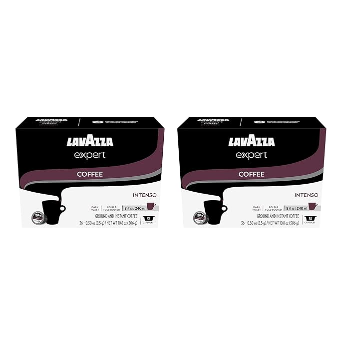 Lavazza Expert Intenso Coffee Capsules Dark Roast Arabica and Robusta Blend Compatible with Lavazza Classy Plus Machine (72 Capsules)