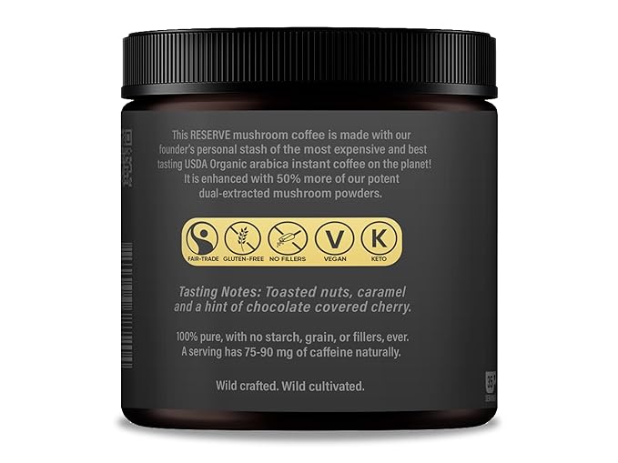 La Republica Founders Reserve Instant Mushroom Coffee Organic (35 Servings) Full Fruiting Bodies 50% More Shrooms Small Batch