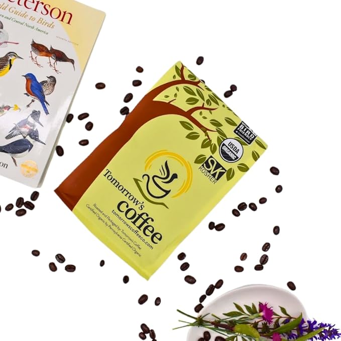 Tomorrow's Coffee Organic Smithsonian Bird Friendly Certified Fair Trade Shade Grown Coffee Dark French Roast with chocolate flavor | Sustains Amazon Rainforest Compostable Bag Eco-Friendly Pack
