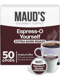 Maud's Espresso Roast Coffee Pods 50ct Dark Roast Coffee in Single Serve Pods – 100% Arabica Coffee Compatible with Keurig K Cups Maker