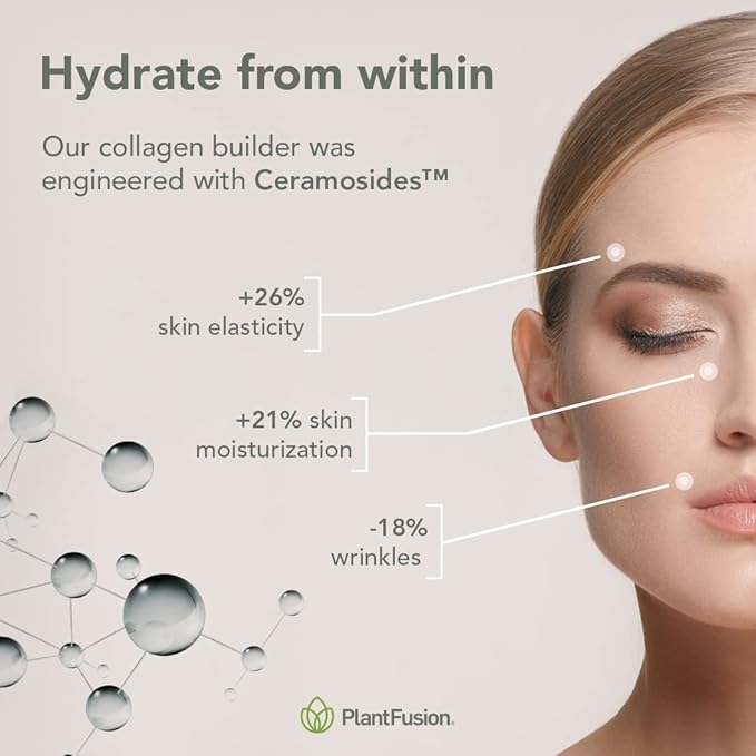 PlantFusion Vegan Collagen Powder - Plant Based Collagen Protein Powder For Muscle &amp Joints Hair Skin &amp Nails - Keto Gluten Free Soy Free Non-Dairy No Sugar Non-GMO - Unflavored 10.58 o