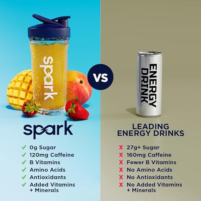 AdvoCare Spark - Energy Drink Mix - Vitamin &amp Amino Acid Supplement - Supports Energy &amp Focus* - Portable Immune Support* - Sugar-Free - Mango Strawberry 14 Stick Packs (3.5 oz)
