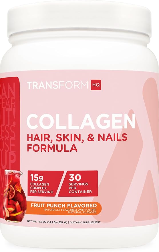 TransformHQ Beauty Collagen (30 Servings) Fruit Punch - Hair Skin &amp Nails Formula