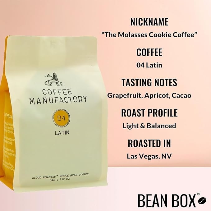 Bean Box Coffee Sampler - Roasted by Manufactory 4-Pack Whole Bean Coffee Gourmet Coffee