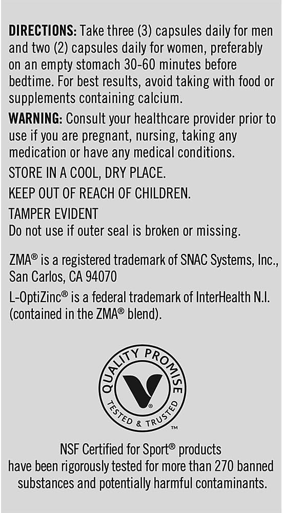 True Athlete ZMA + L Theanine Capsules Zinc Magnesium and Vitamin B6 Supplement for Active Men and Women Supports Recovery and Relaxation Gluten Free Sugar Free 90 Capsules