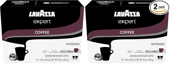 Lavazza Expert Intenso Coffee Capsules Dark Roast Arabica and Robusta Blend Compatible with Lavazza Classy Plus Machine (36 Capsules) (Pack of 2)