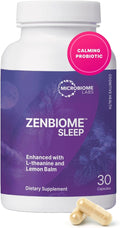 Microbiome Labs Zenbiome Sleep - L Theanine Supplement with Lemon Balm Extract &amp Probiotics with Bifidobacterium Longum - Help Soothe The Gut-Brain Axis at Bedtime (30 Capsules)