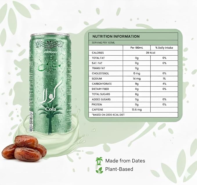 Milaf Date Cola - 8.1 fl oz | Sweet Carbonated Soda Soft Drink Made with Date Extract | Refreshing Non-Alcoholic Beverage | Ideal for Those Following Alcohol-Free Lifestyle (Pack of 6)