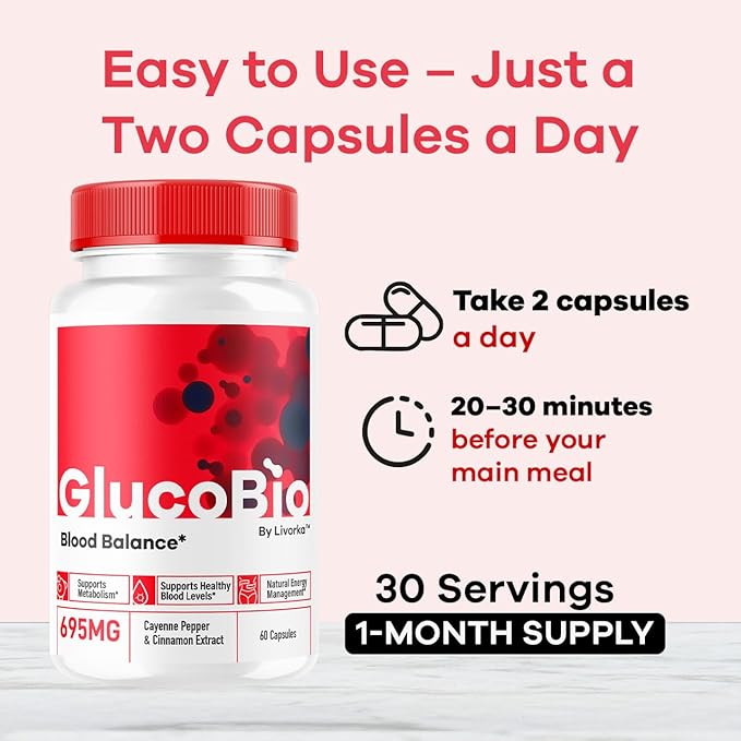(2 Pack) GlucoBio Capsules - Official Gluco Bio Advanced Formula Support Pills - Maximum Strength Natural Gluco Bio Supplement Vitamin for Overall Health &amp Wellness Reviews 120 Capsules for 2 Mo