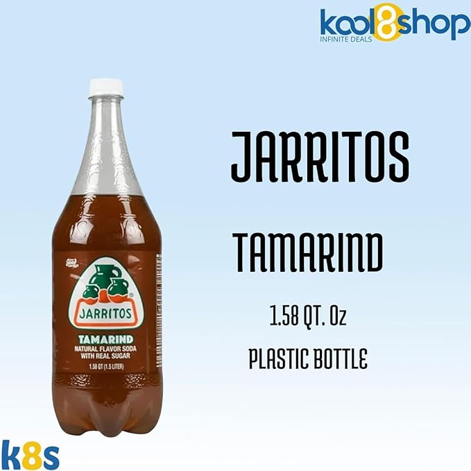 Jarritos Tamarind Mexican Soft Soda Drink 1.5 Lt Plastic Bottles 5 Pack + 15 Sugarcane Disposable Straws by KOOL8SHOP Infinite Deals