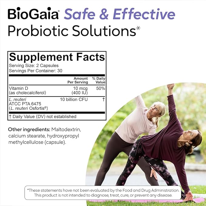 BioGaia Osfortis Women’s Probiotic for Strong Bones Immune Balance &amp GI Wellness Contains L. reuteri 6475 60 Capsules 1 Pack