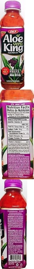 OKF Aloe Vera King Grape Drink Sweet and Refreshing W/Chewable Aloe added. -16.90fl Oz (Grape 10)