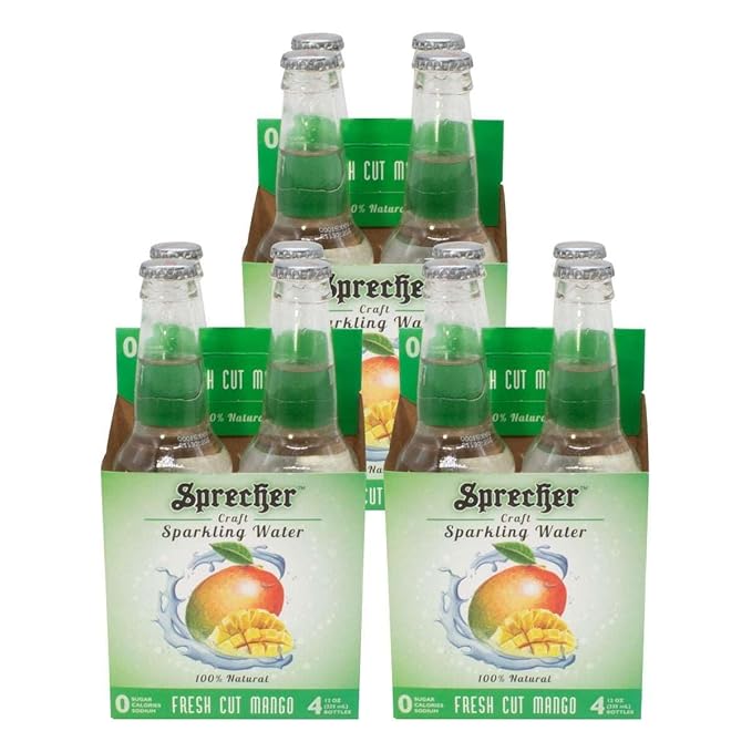 Sprecher Fresh Cut Mango Sparkling Water Zero Sugar and Zero Calories 100% Natural Flavor Crisp Refreshing Craft Sparkling Water in 12 fl oz Glass Bottles 12 Pack