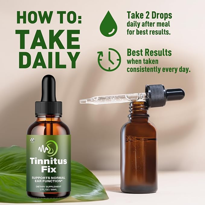 (3 Pack) Tinnitus Fix Drops Official TinnitusFix Hearing Support Drops with All Natural Ingredients Advanced Ear &amp Hearing Wellness Support with Premium Vitamins for Women &amp Men (90 Servings