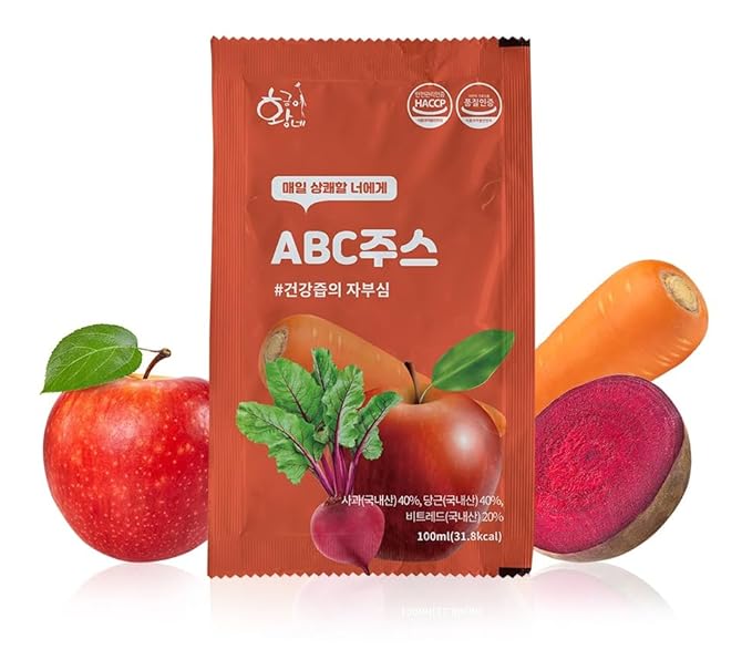 Premium Extract Fresh Health 100% ABC Juice Pouches Great for Health Benefits with Apple Beat and Carrot(100ml x 30EA)