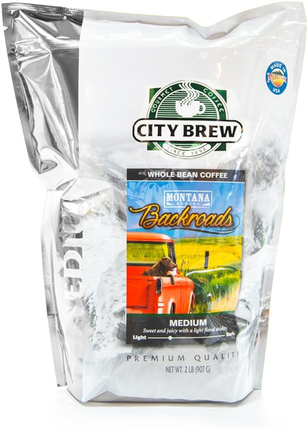 City Brew Coffee Backroads Medium Roast Gourmet Arabica 2 lb Whole Bean