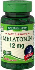 Nature's Truth Melatonin 12 mg Fast Dissolve Tabs Natural Berry Flavor - 60 ct Pack of 6