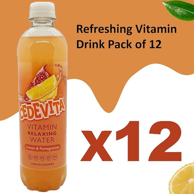 Cedevita Multivitamin Drink Healthy and Sweet Refreshing Vitamin Drink Powder Mix Lemon &amp Power Garnet with 9 Essential Vitamins Energy Drink - Pack of 12 0.5 L