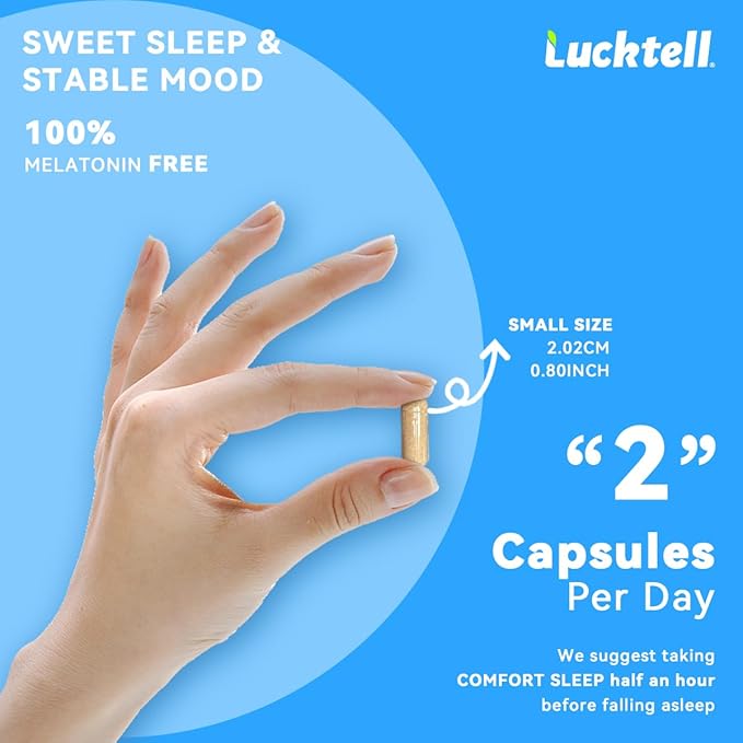 LuckTell Sleep Aid for Adults GABA 400mg Comfortable Sleep Non-Habit Forming Sleep Supplement 60 Capsules 30-Day Supply