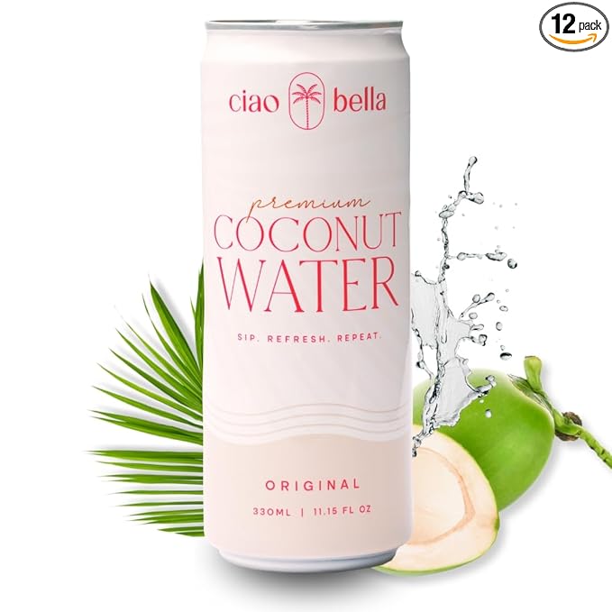 ciao bella Premium Coconut Water: All-Natural Hydration Non-GMO One Simple Ingredient 11.15 Fl Oz (Pack of 12)