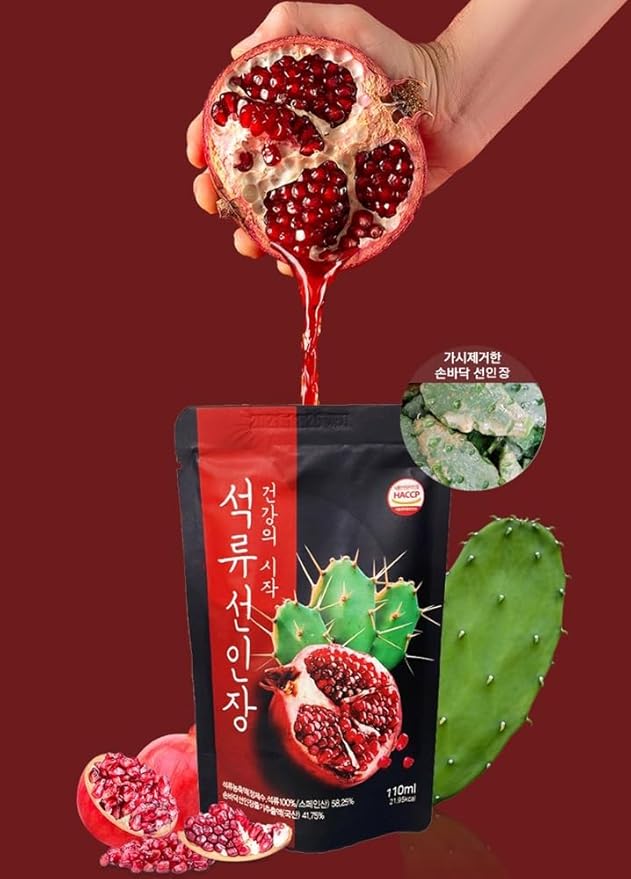 YoonSunAe Pomegranates Cactus Extract Drink 110ml/3.72fl.oz. X 30 Pouch Spanish Pomegranates Prickly Pear Cactus Nutritious Drink Made in Korea