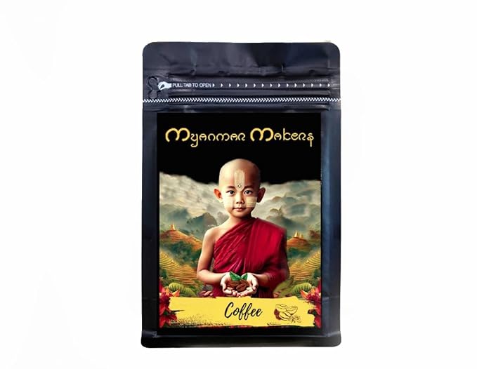 MyanmarMakers Strong Black Ground Coffee – Authentic Burmese Ground Coffee (500g Black Coffee)