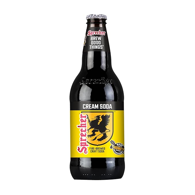 Sprecher Cream Soda in 16 fl oz Glass Bottles (12 Pack) Fire-Brewed Craft Soda with Real Honey Gourmet Handcrafted Soft Drink