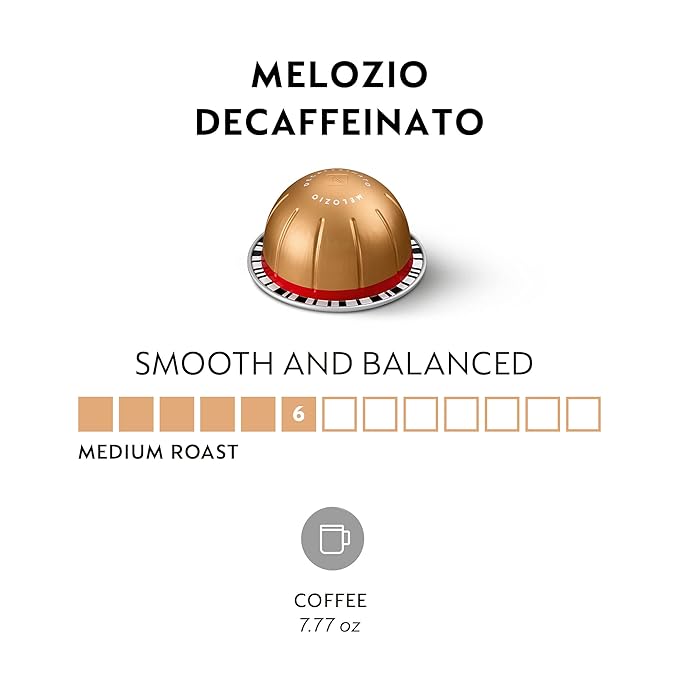Nespresso Capsules Vertuo Melozio Decaffeinato Medium Roast Espresso 30-Count Coffee Pods Brews 7.8 oz.