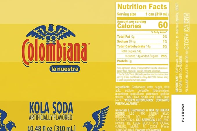 Soda Colombiana la nuestra Postobon 12 Pack 10.5 oz. Cans - Imported from Colombia