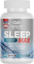 Sleep Support Supplement with Magnesium Oxide Magnesium Citrate Melatonin GABA Mucuna pruriens Seed L-Theanine and 5-HTP Non-Habit Forming Sleep Supplement 60 Capsules Made in USA.
