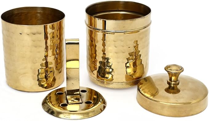 NATRIEL Traditional Brass Filter Coffee Maker Brass South Indian Drip Sytle Decoction Liquid Maker Coffee Filter Vessel Utensil Kumbakonam Degree Coffee Filter For Home (Option-01)