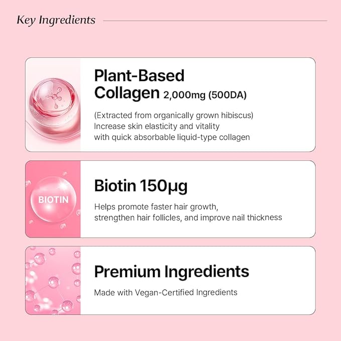 BB LAB Plant Collagen Booster Glow Shot 15g*14sticks Korea Collagen Extract with Biotin 2000mg Vegan Collagen for Woman Plant-Based Organic Hibiscus Flower Fast Absorption Shine Muscat Flavor
