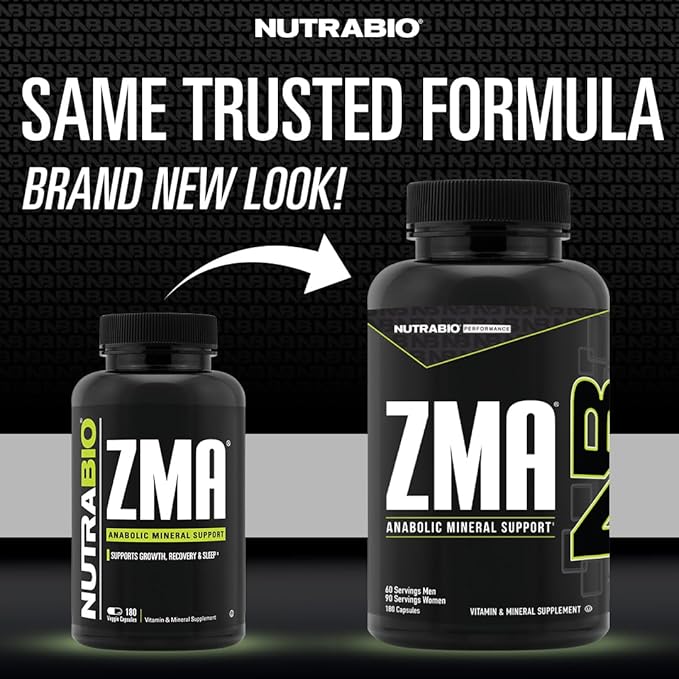 NutraBio ZMA Supplements for Men &amp Women- Zinc Magnesium Supplements to Support Hormone Levels Peak Performance Sleep Muscle Recovery Immune Health 180 Ct.
