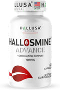 Hallosmine Advance 1000mg Diosmin Capsules – Max Strength Circulation &amp Vein Support Supplement Vascular Health Visible Veins Spider Veins Blood Flow Swelling &amp Heavy Legs 60 Count
