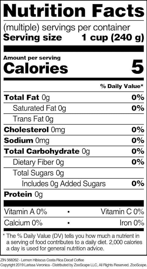 Lemon Hibiscus Costa Rica Decaf Coffee (Gourmet Naturally Flavored Whole Coffee Beans) (8 oz ZIN: 568262) - 3 Pack