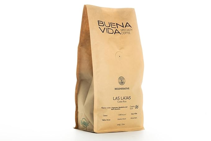 Buena Vida Speacialty Coffee - Las Lajas Ground Yellow Honey - Costa Rican Regenerative Coffee (12 oz)