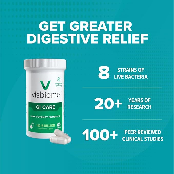 Visbiome® GI Care - High Potency Probiotic - 112.5 Billion CFU Live Probiotics Original De Simone Formulation Made in USA 240 Capsules.