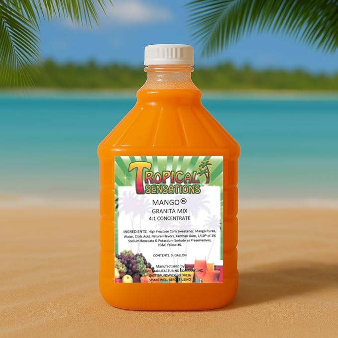 Tropical Sensations Mango Granita Slushie Mix – 6 Bottles 64 oz Each – Non-Alcoholic Frozen Drink Mix for Slush Machines – Bulk Case
