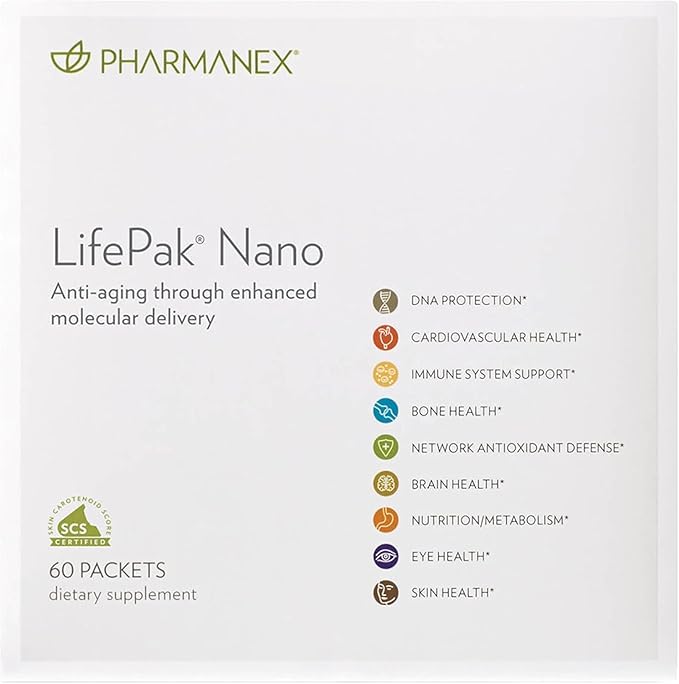 Nu Skin Pharmanex LifePak Nano | Daily Supplement with Essential Nutrients | Boosts Overall Health Immunity and Vitality | Convenient &amp On-The-Go Nutrient Packets for Active Lifestyles | 60 Pack