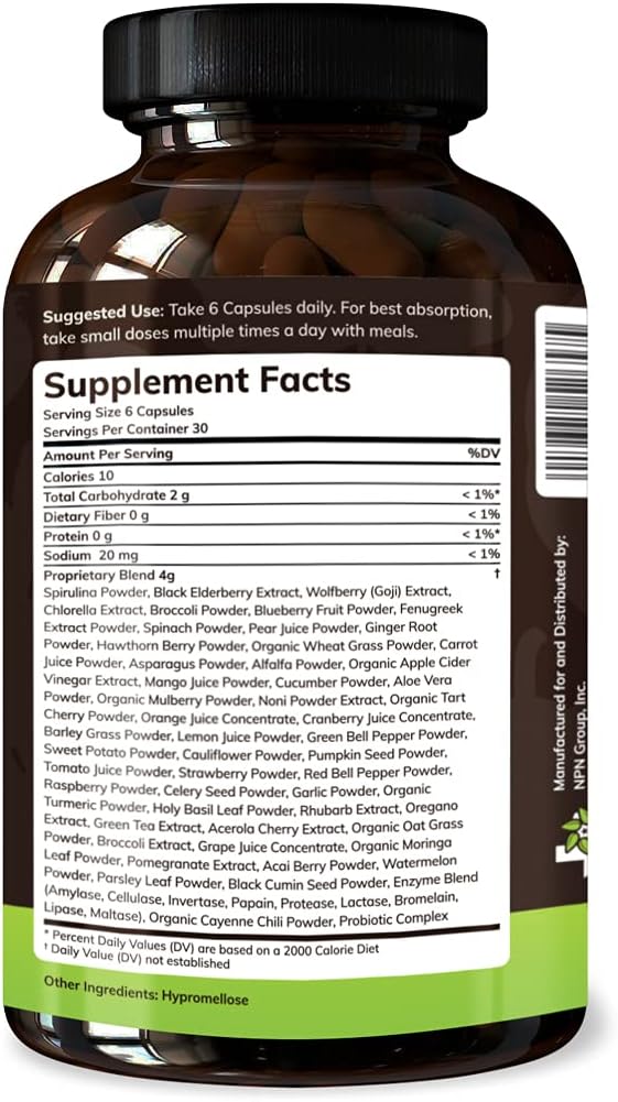 Texas SuperFood - Original Superfood Capsules Superfood Reds and Greens All-Natural Whole Food Dietary Supplement Non-GMO Gluten Free Vegan No Soy 180 Capsules